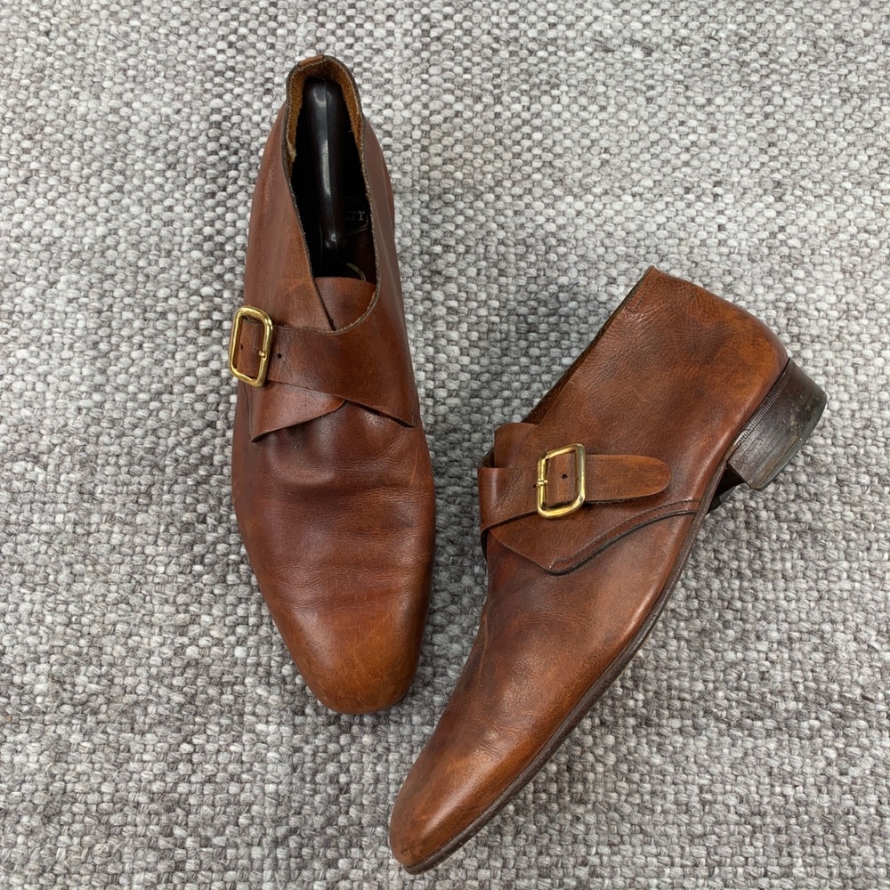 A. Barrett Monk Strap Boots Mens 10.5 Brown Leather Italian Paoletti Prato Dress